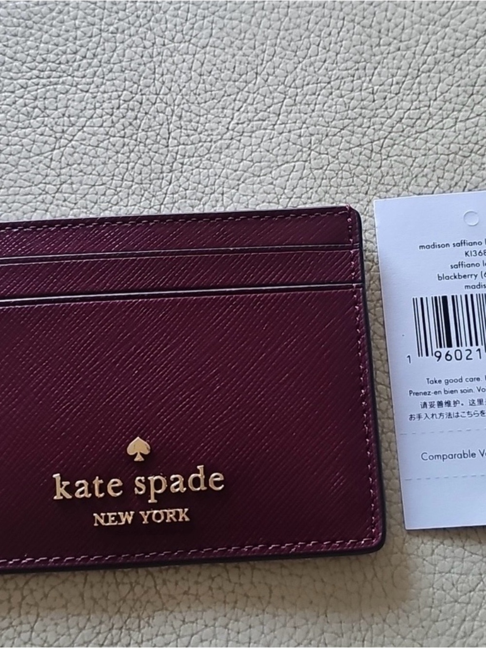 Kate Spade New York Saffiano Cardholder in Plum